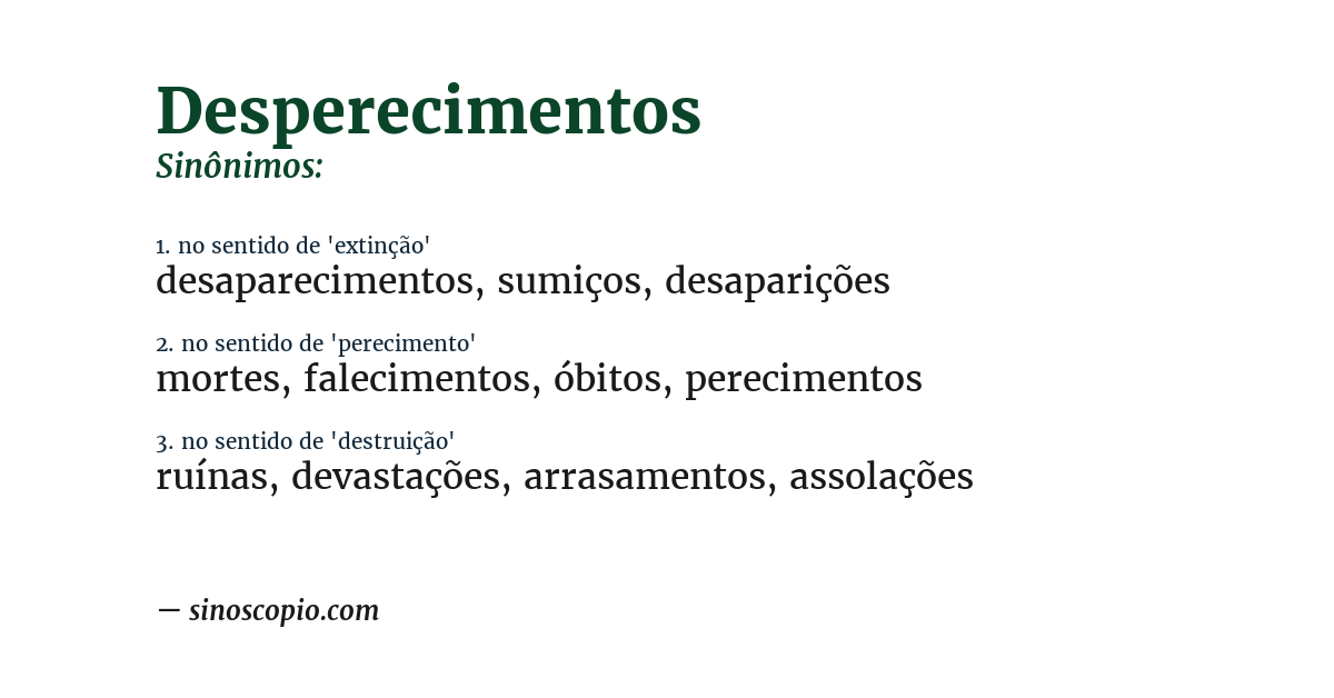 Sinônimo de desperecimentos
