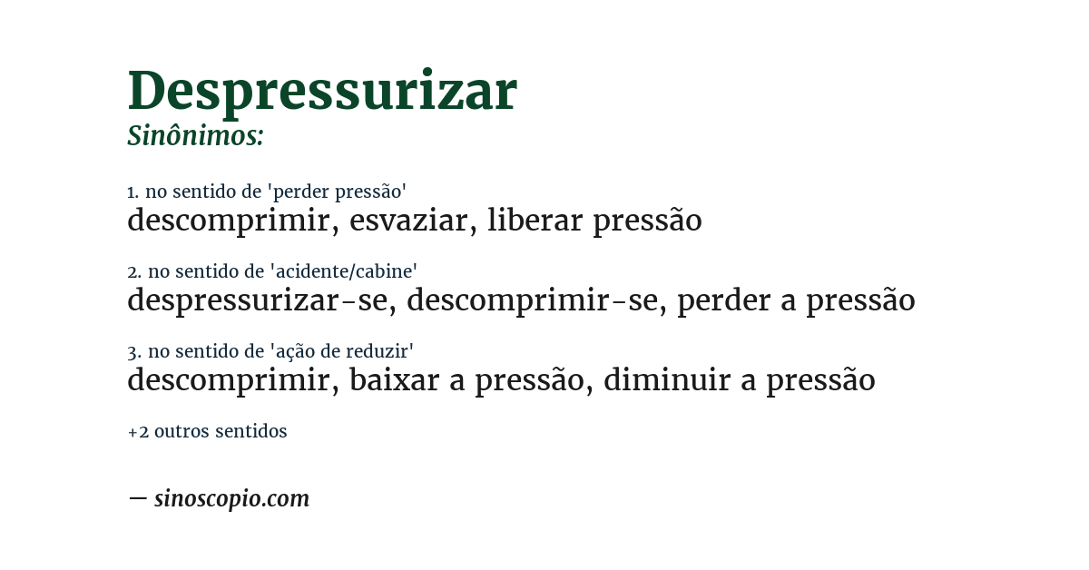 Sinônimo de despressurizar