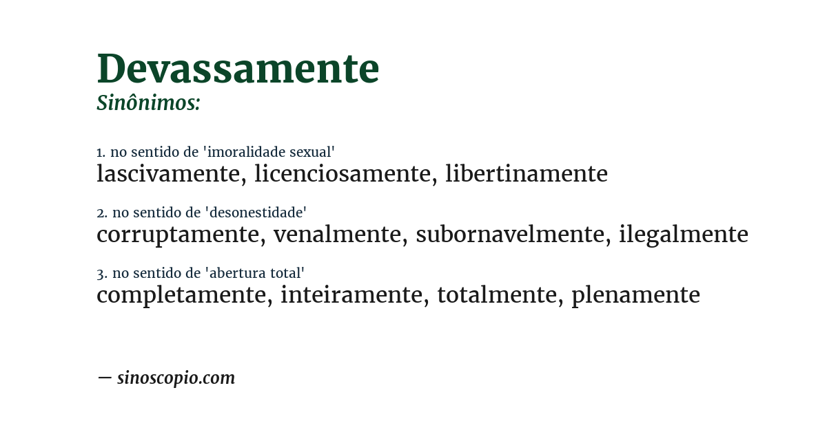 Sinônimo de devassamente