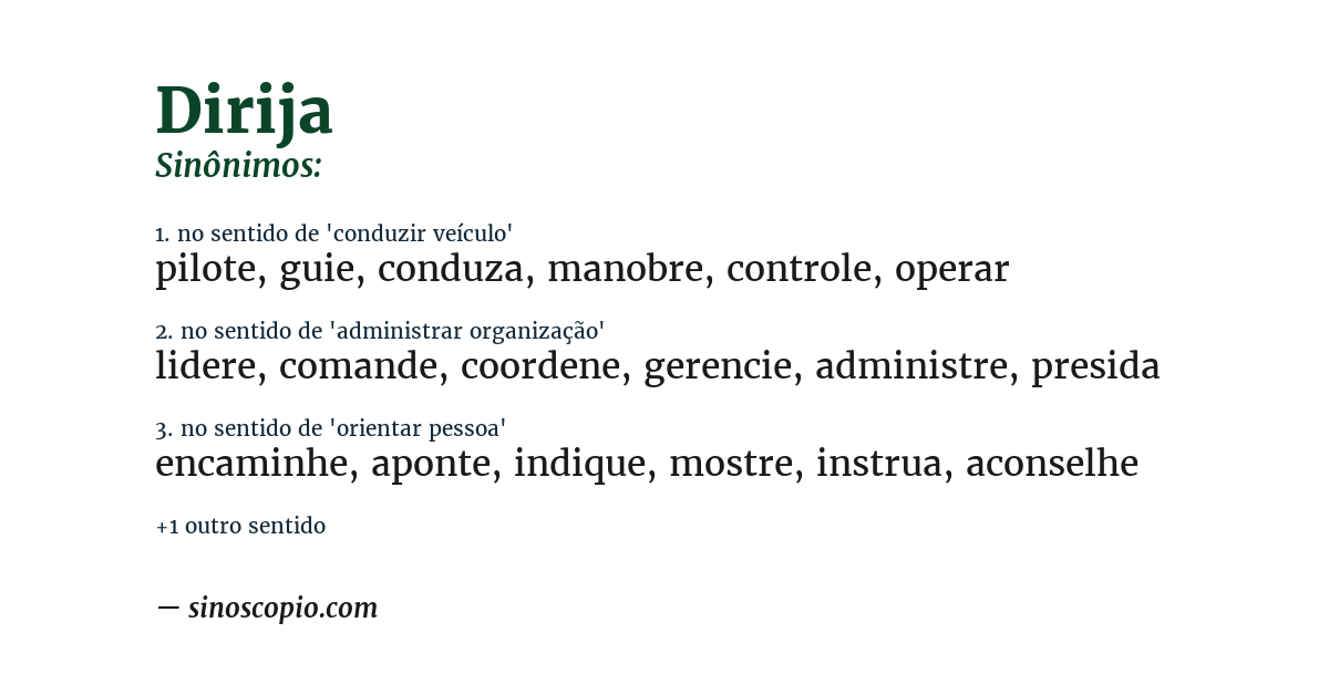 Sinônimo de dirija
