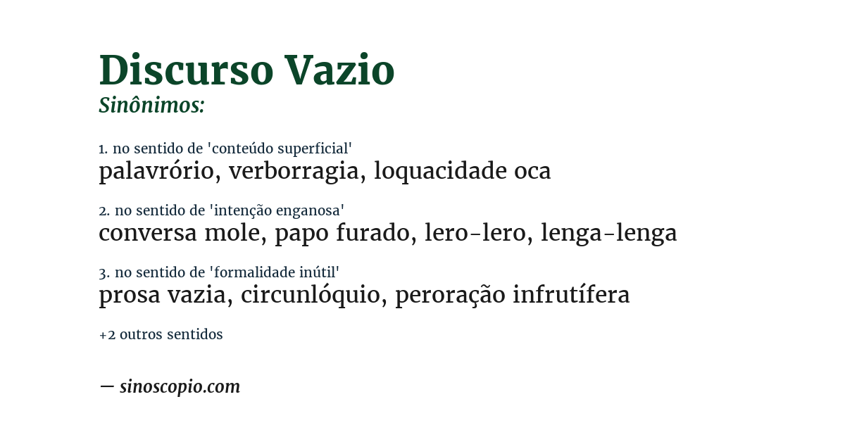 Sinônimo de discurso vazio