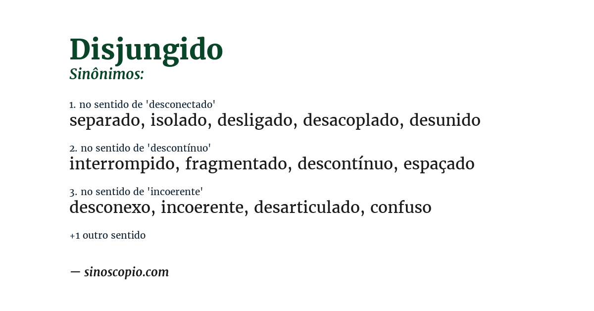 Sinônimo de disjungido