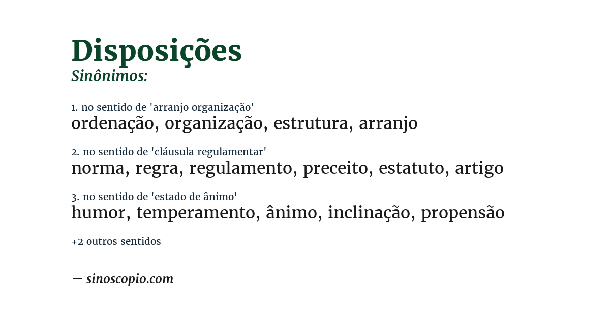 Sinônimo de disposições