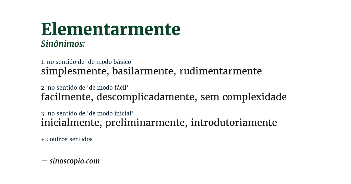 Sinônimo de elementarmente