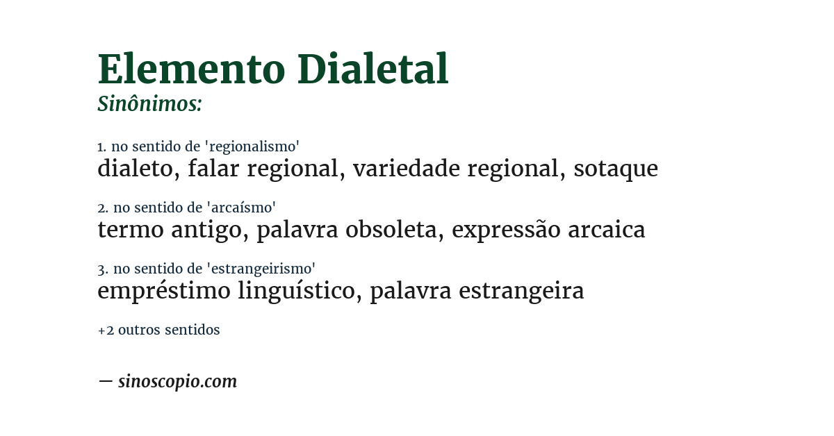 Sinônimo de elemento dialetal