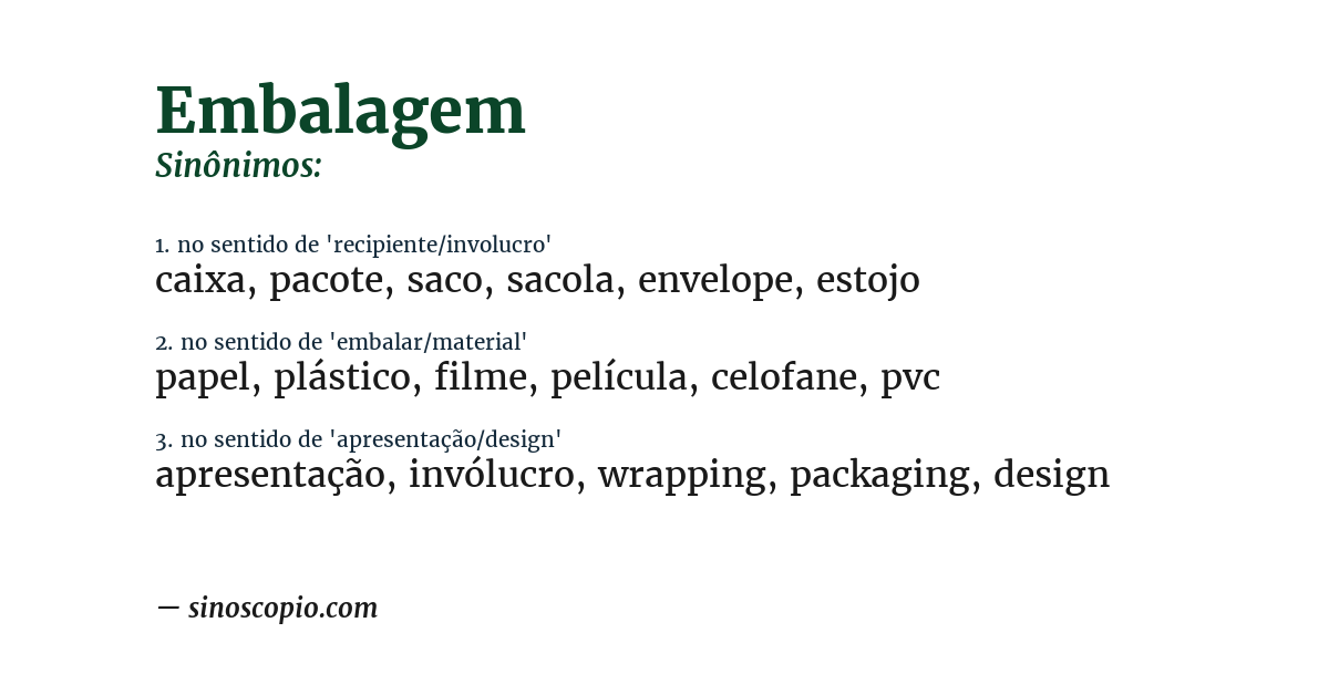 Sinônimo de embalagem