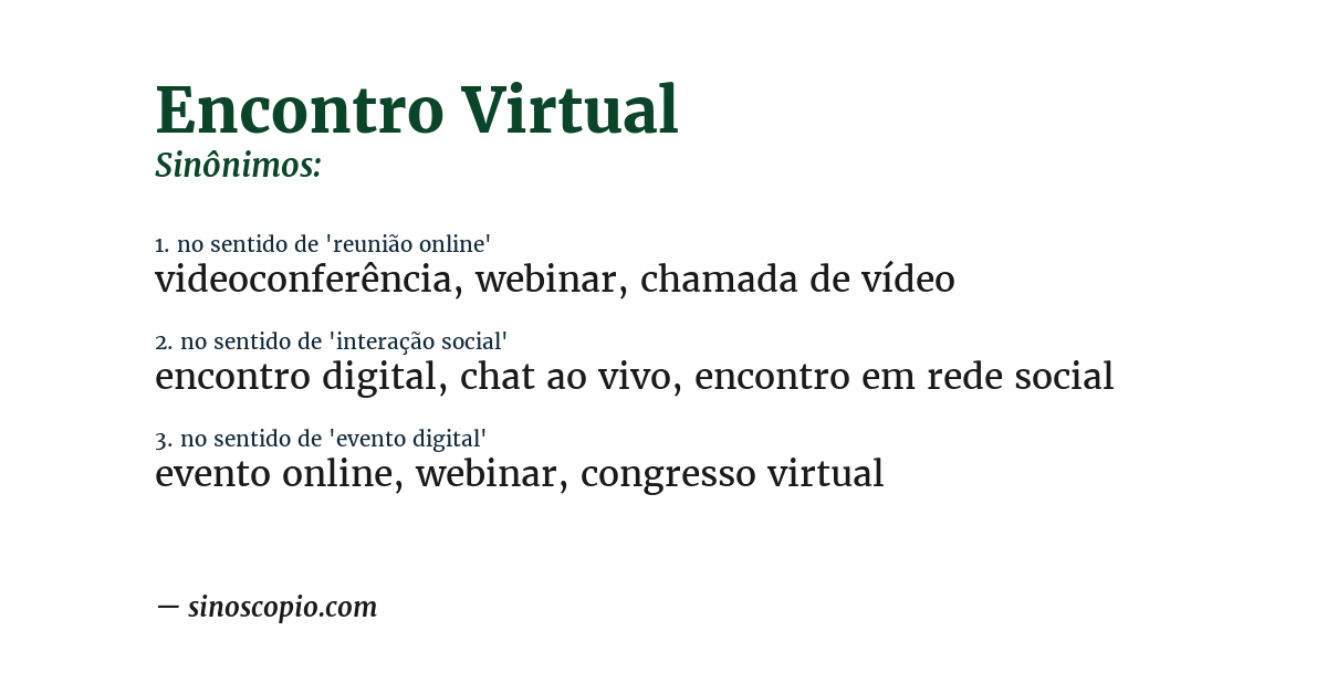 Sinônimo de encontro virtual