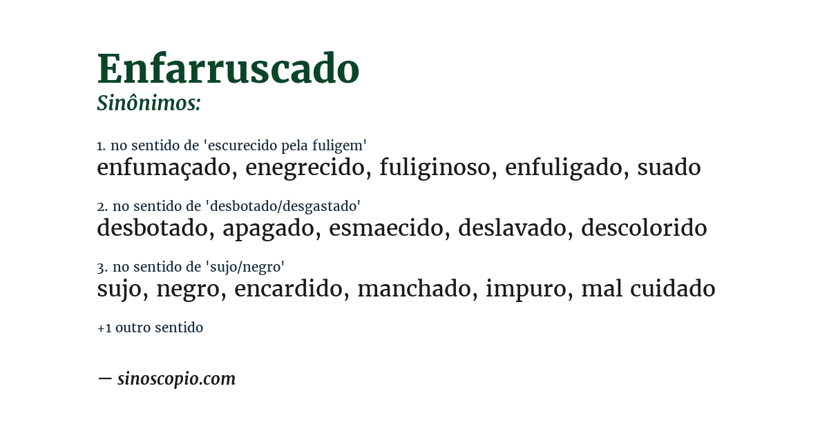 Sinônimo de enfarruscado