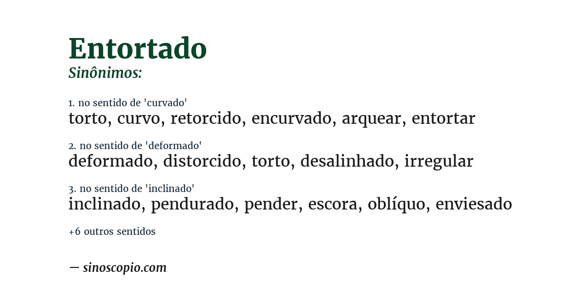 Sinônimo de entortado