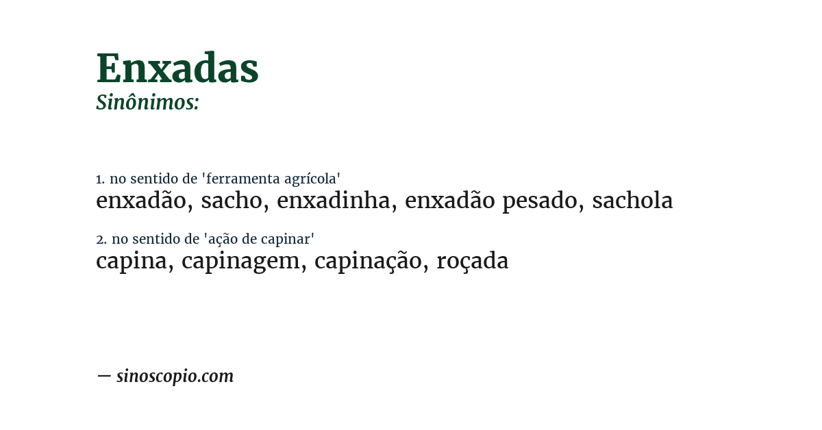 Sinônimo de enxadas