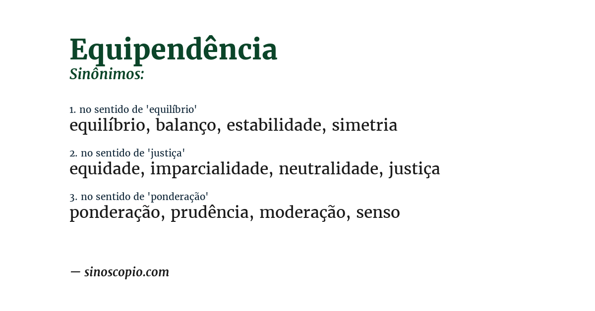 Sinônimo de equipendência