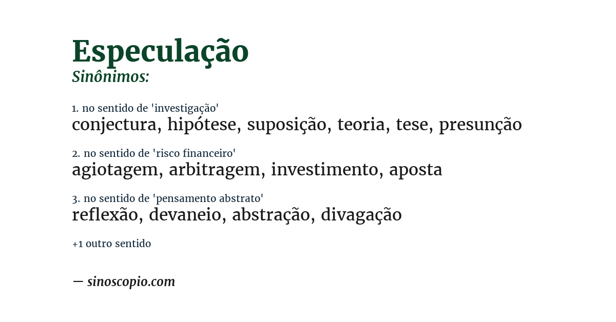 Sinônimo de especulação
