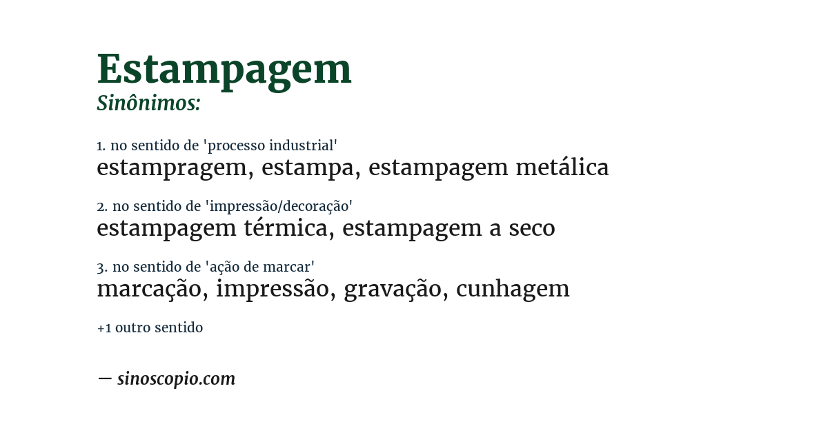 Sinônimo de estampagem