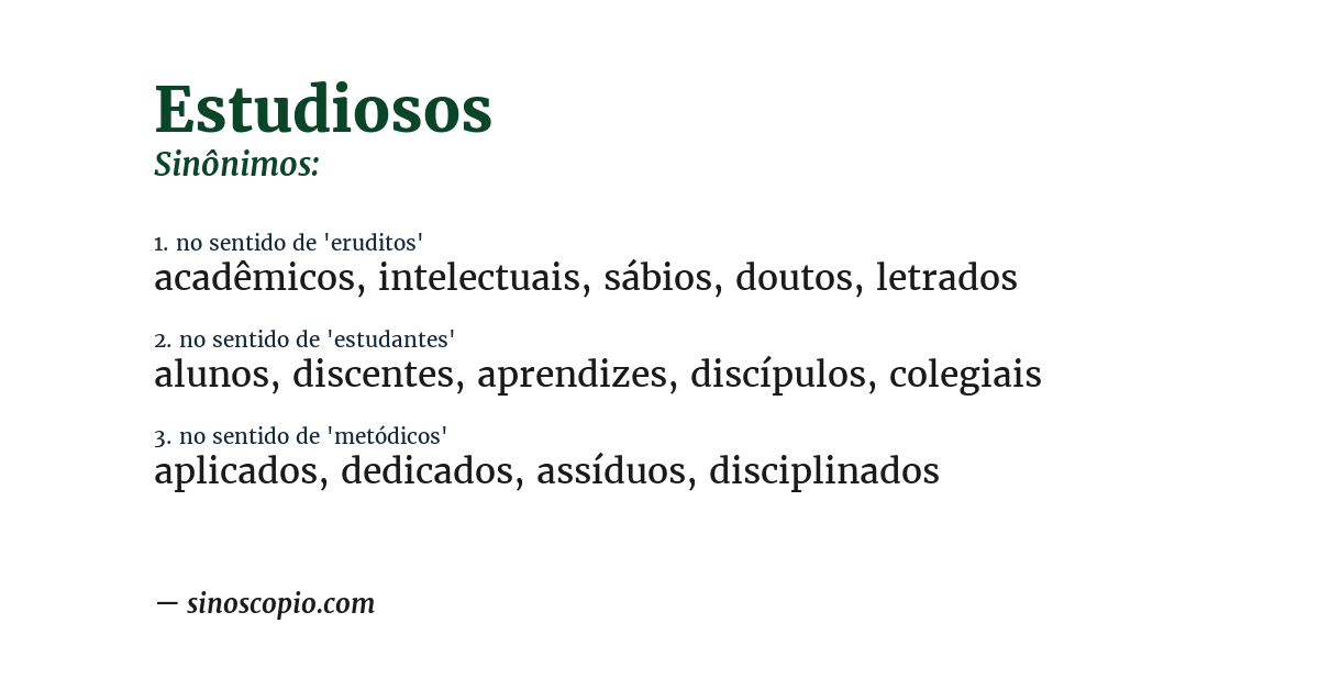 Sinônimo de estudiosos