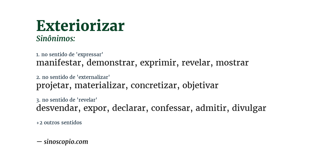 Sinônimo de exteriorizar