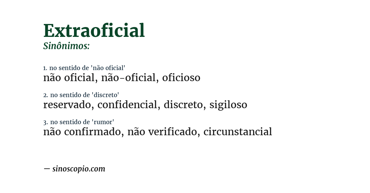 Sinônimo de extraoficial