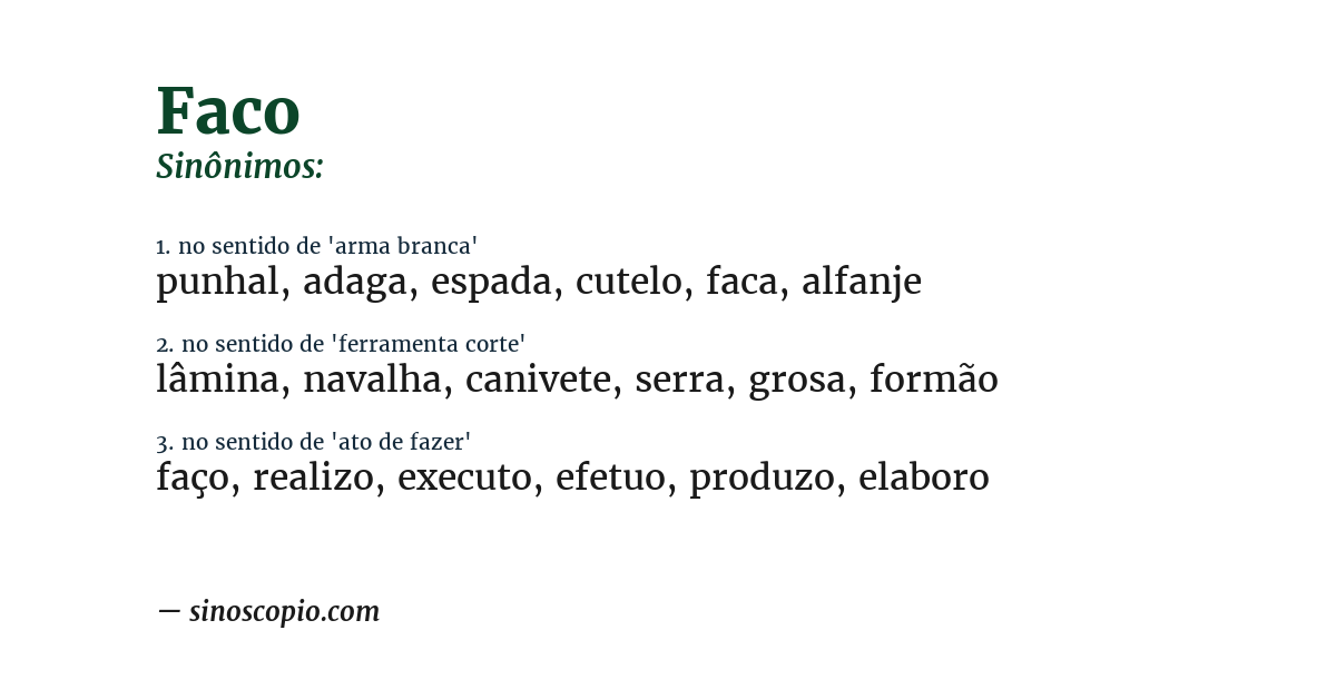 Sinônimo de faco