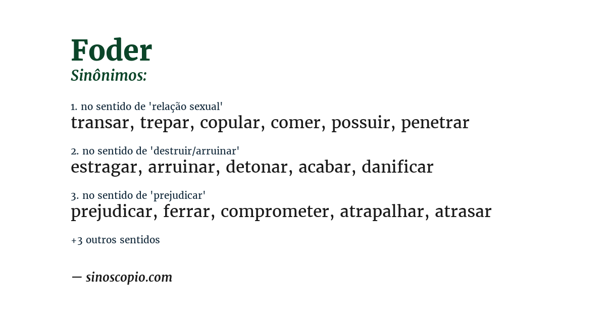 Sinônimo de foder