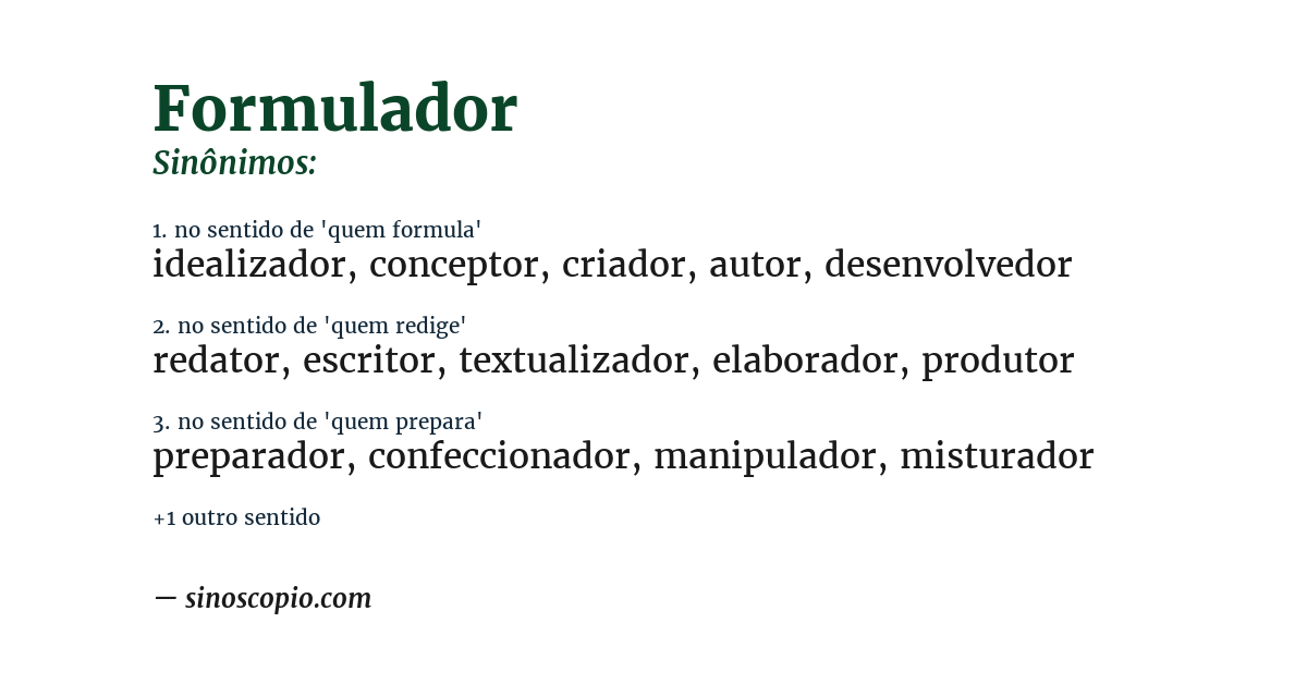 Sinônimo de formulador