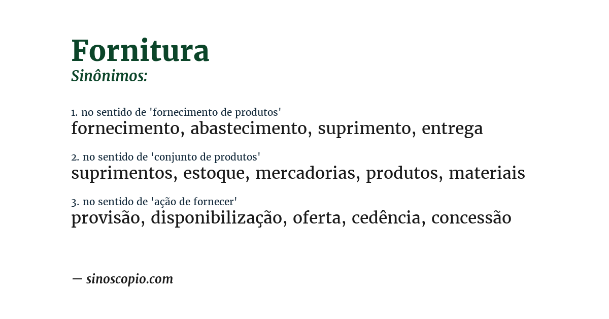 Sinônimo de fornitura