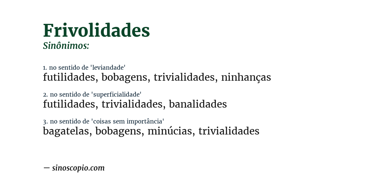 Sinônimo de frivolidades