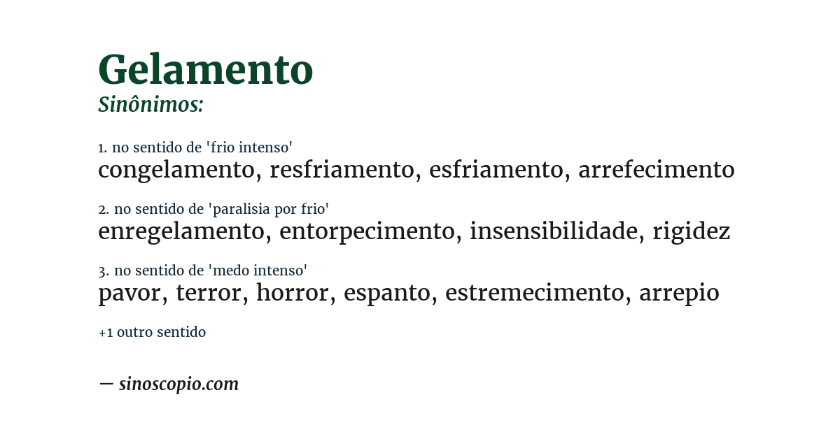 Sinônimo de gelamento