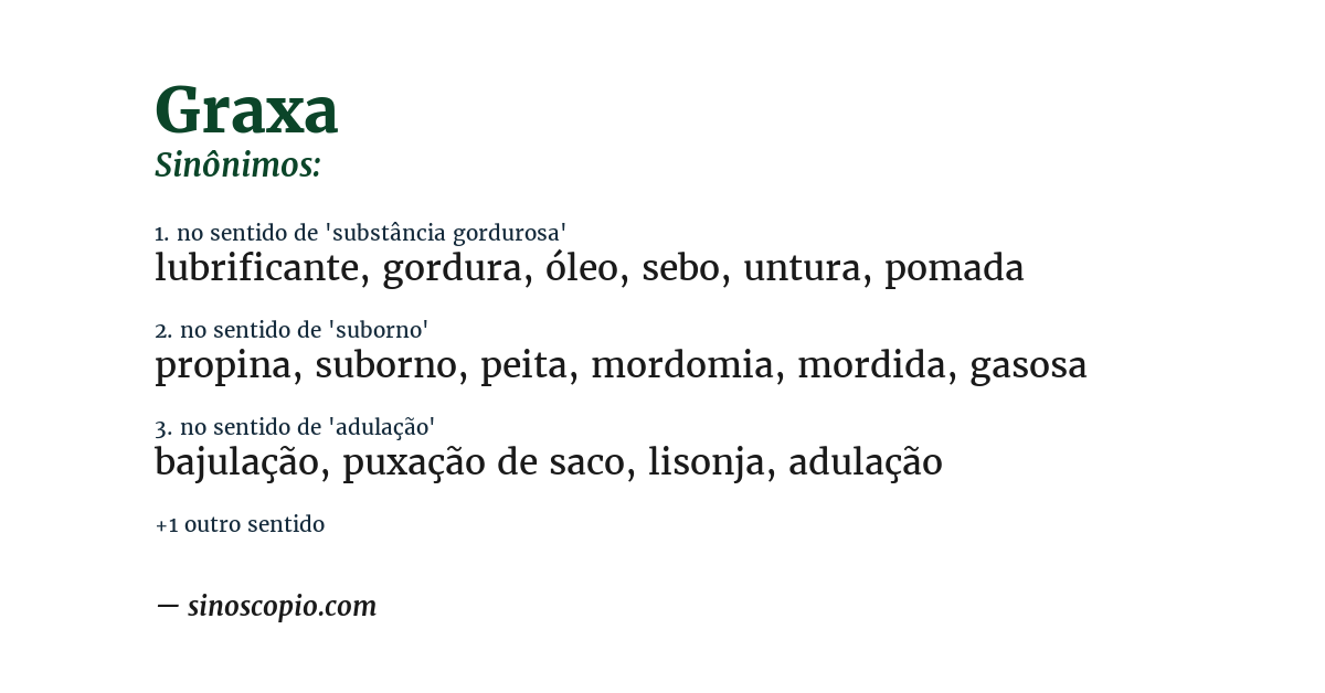 Sinônimo de graxa