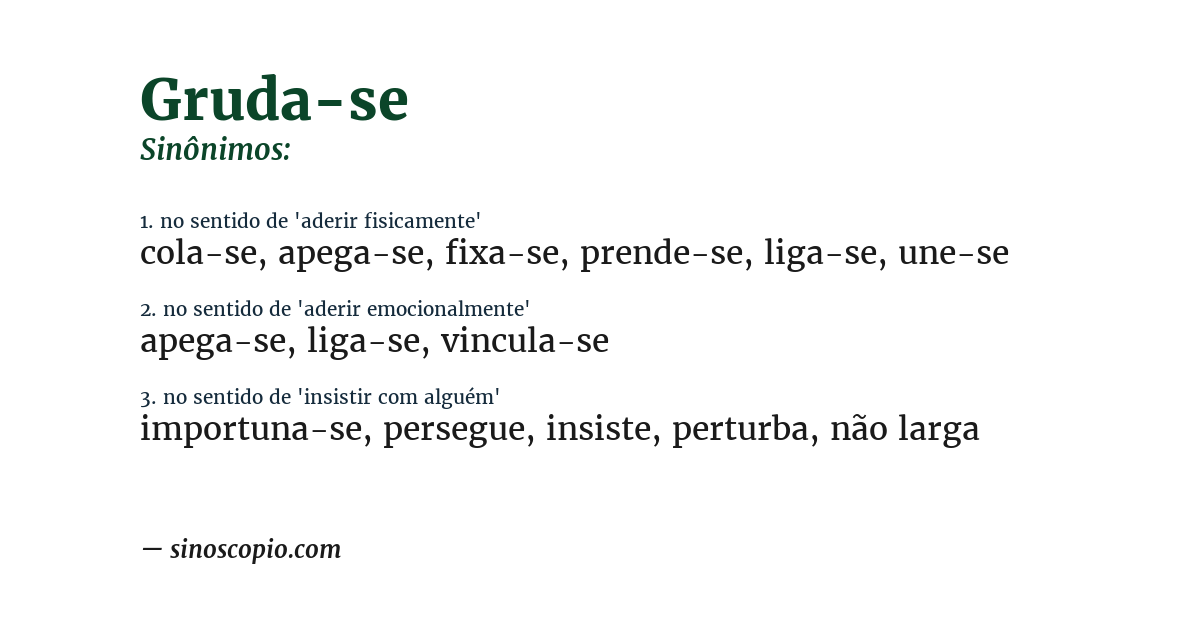 Sinônimo de gruda-se