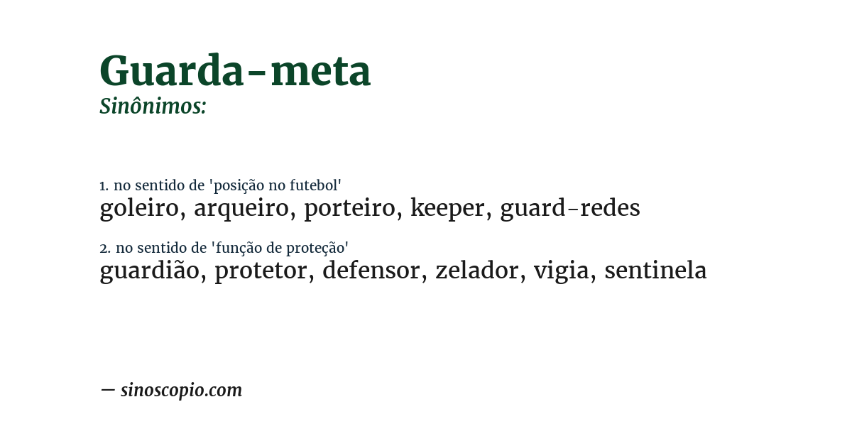 Sinônimo de guarda-meta
