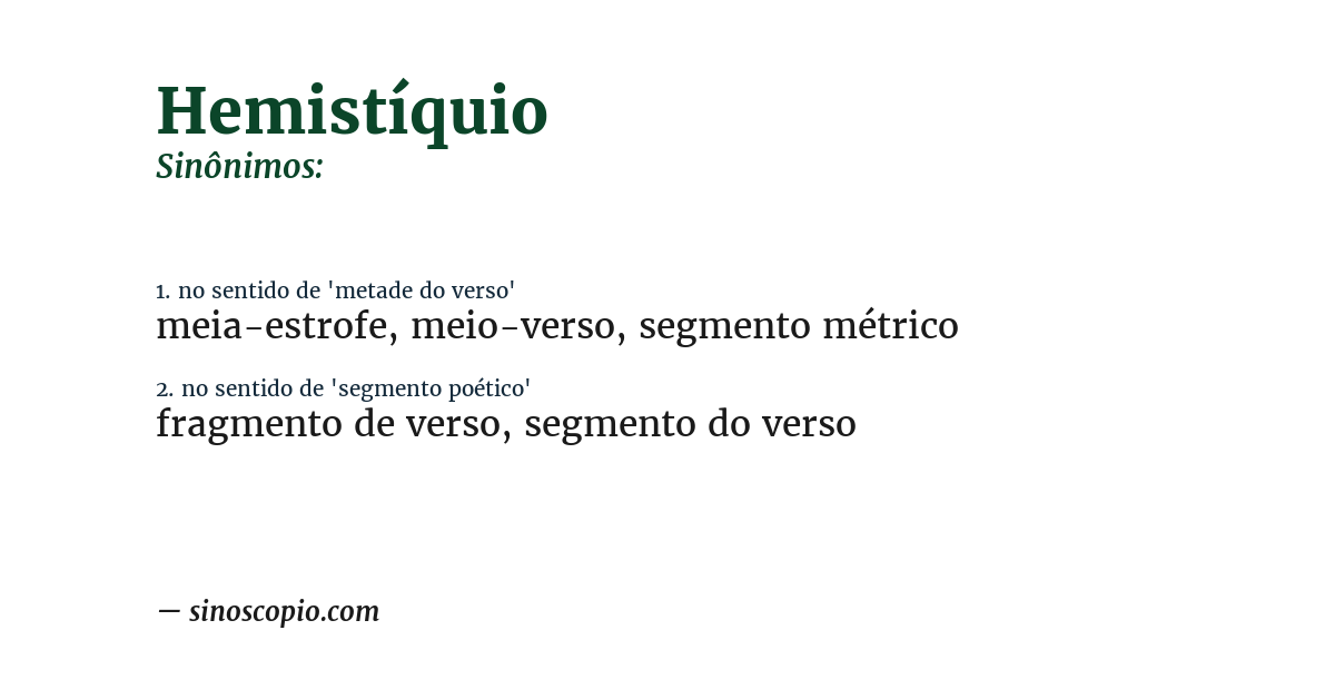 Sinônimo de hemistíquio