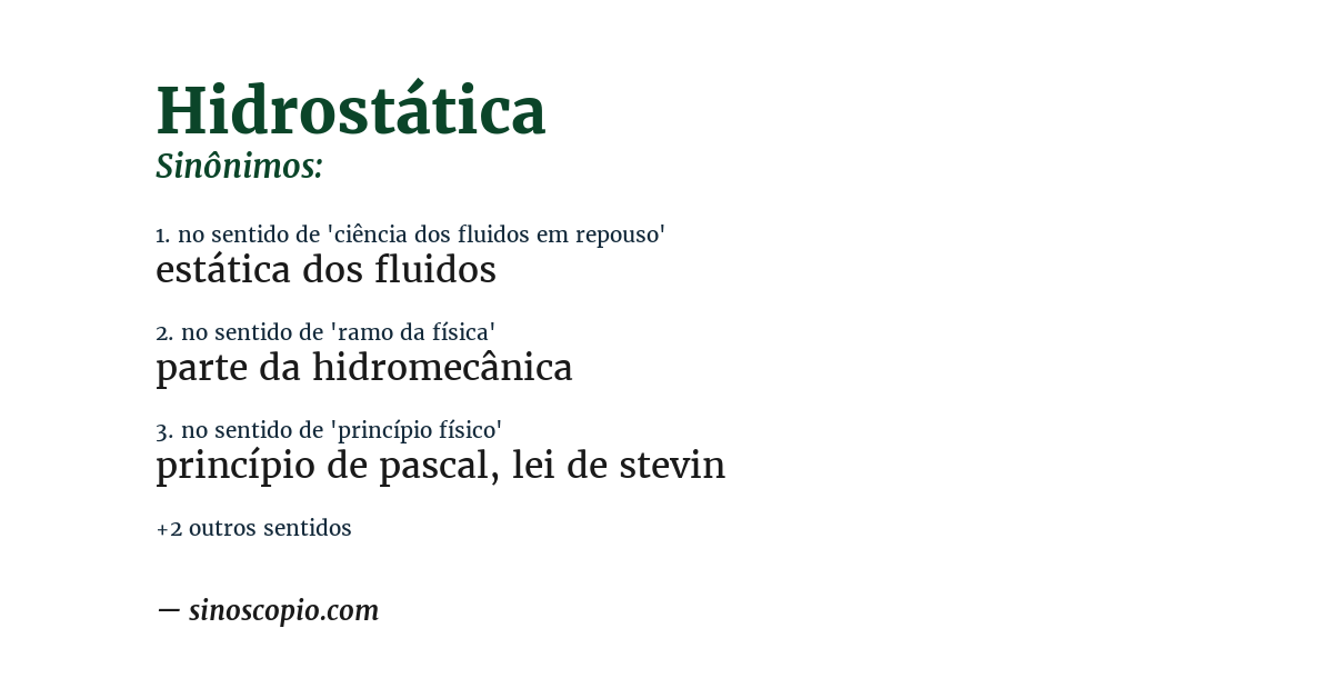 Sinônimo de hidrostática