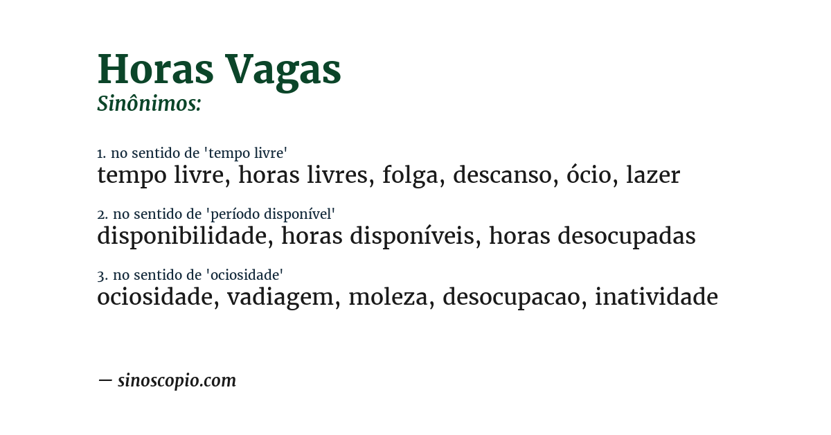 Sinônimo de horas vagas