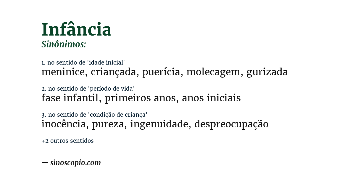 Sinônimo de infância
