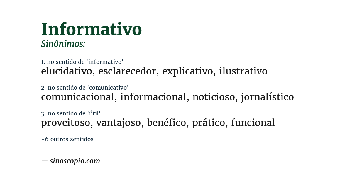 Sinônimo de informativo