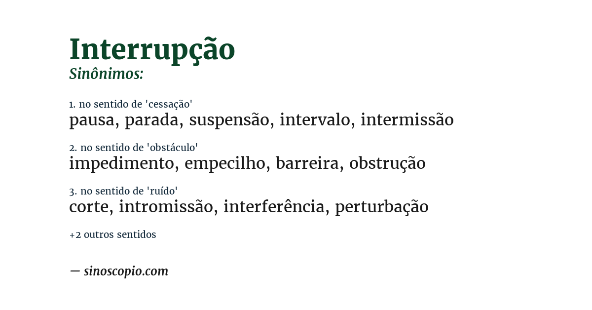 Sinônimo de interrupção
