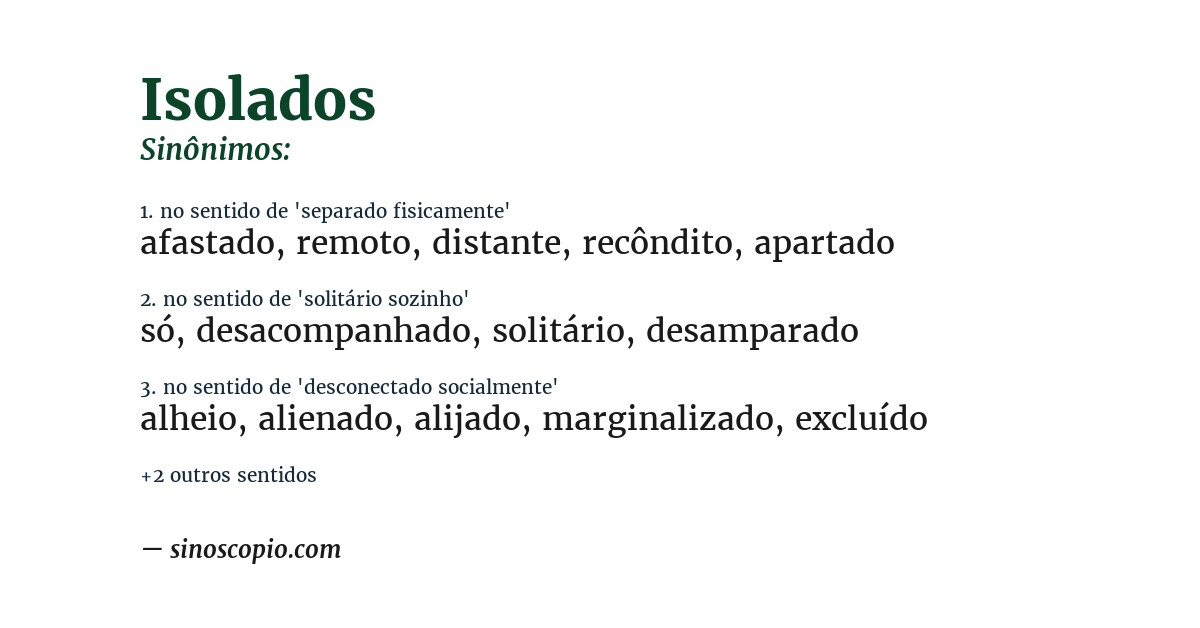 Sinônimo de isolados