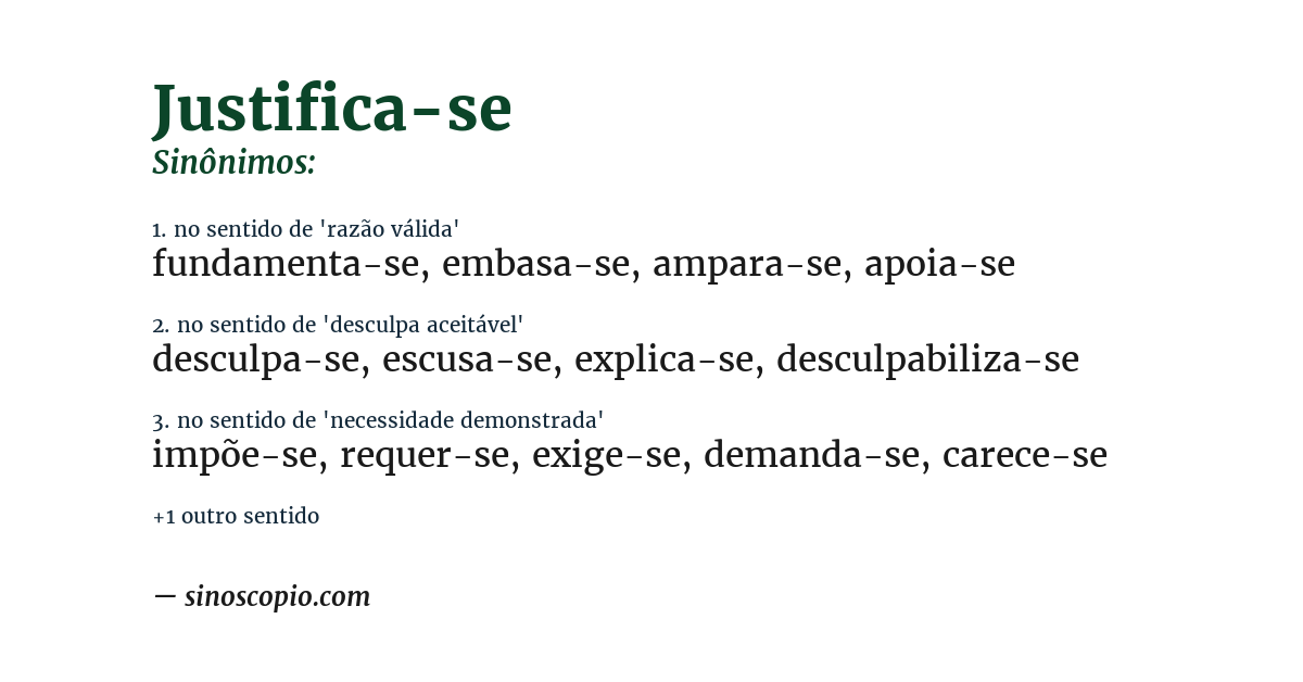 Sinônimo de justifica-se