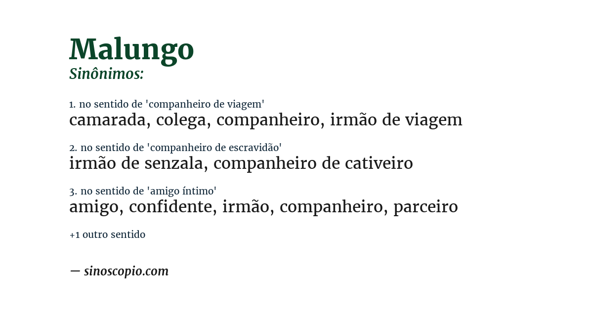 Sinônimo de malungo
