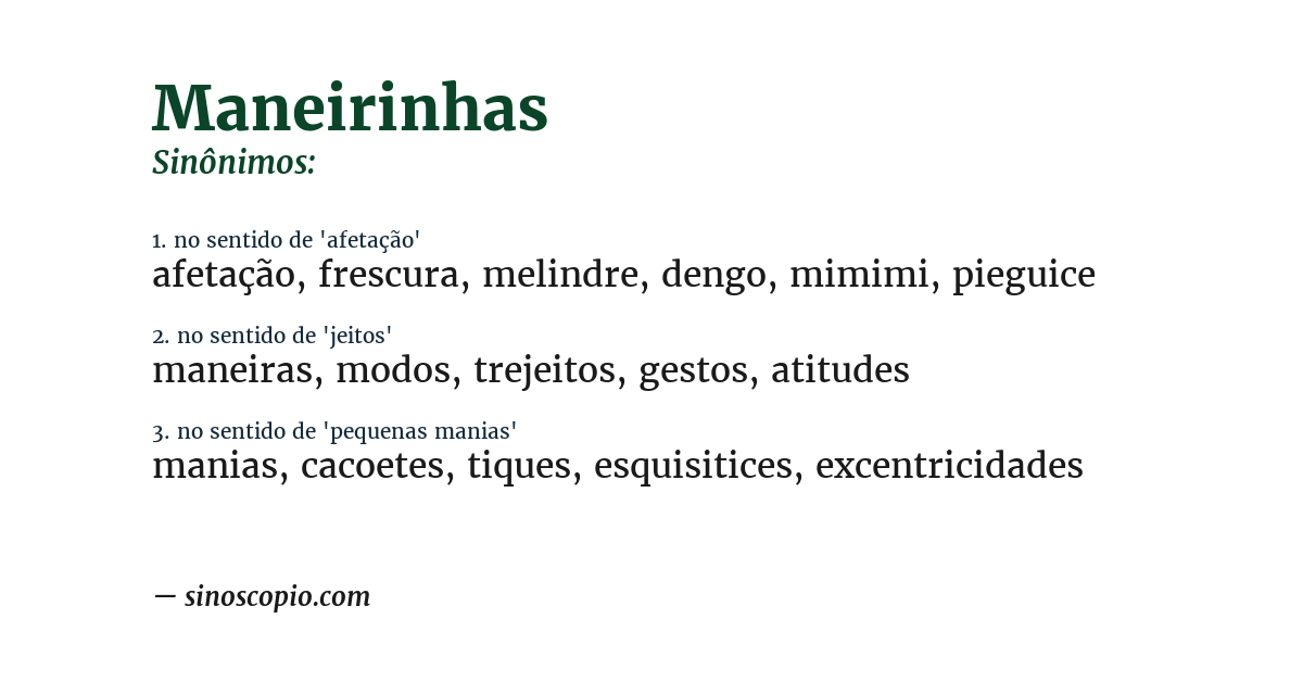Sinônimo de maneirinhas