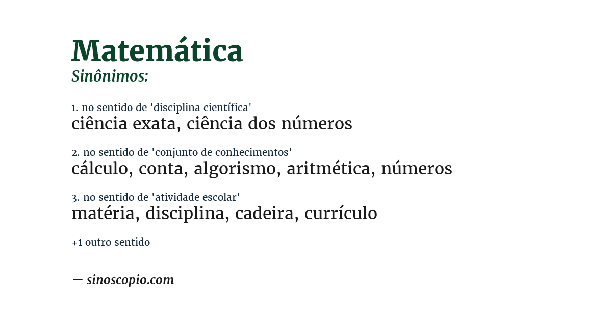 Sinônimo de matemática