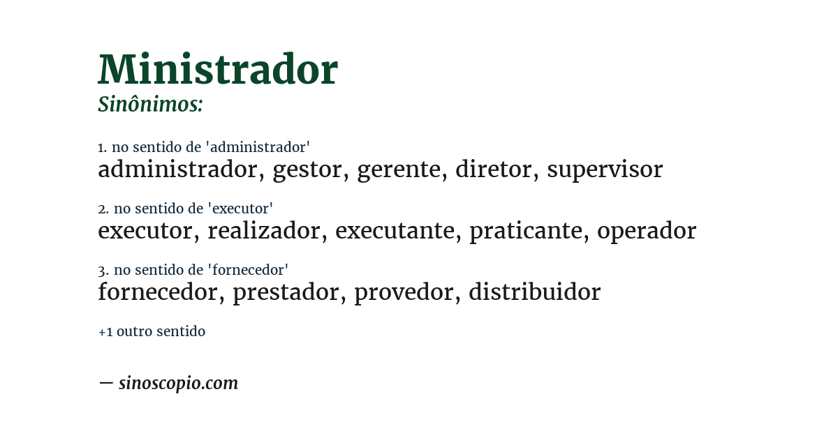 Sinônimo de ministrador