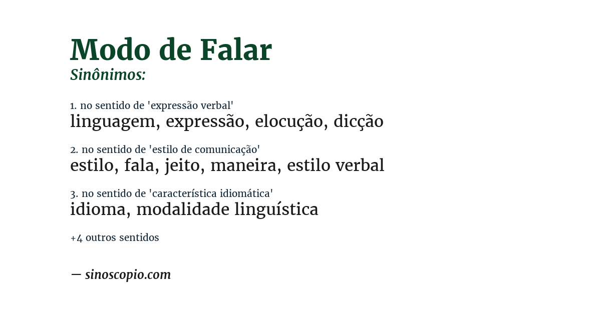 Sinônimo de modo de falar