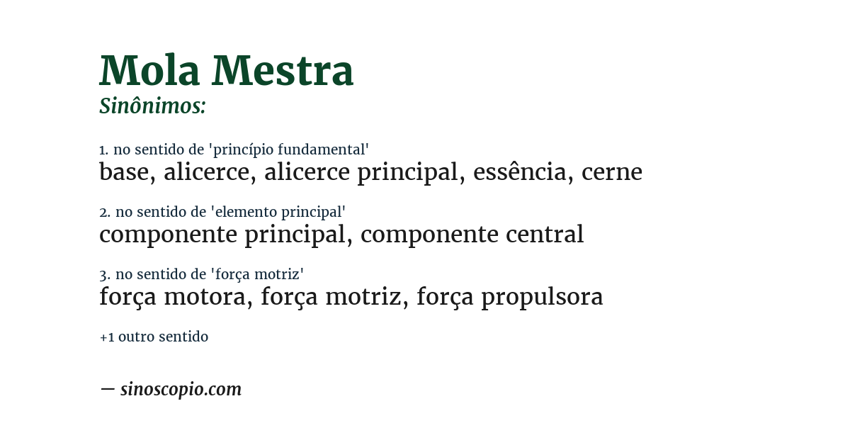 Sinônimo de mola mestra