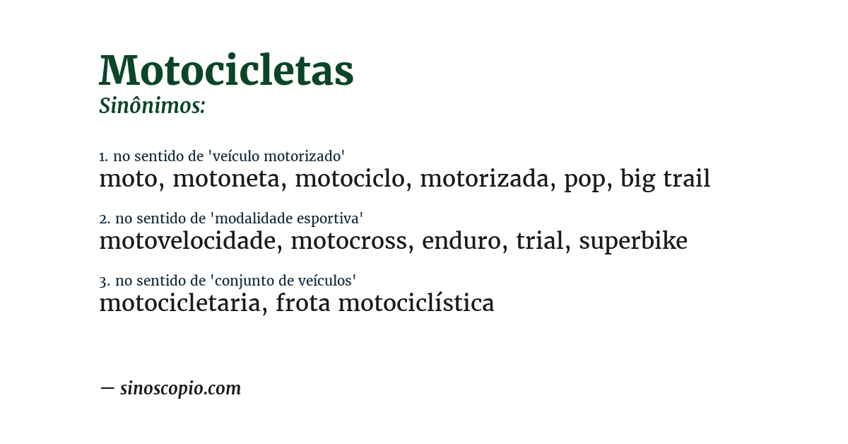 Sinônimo de motocicletas