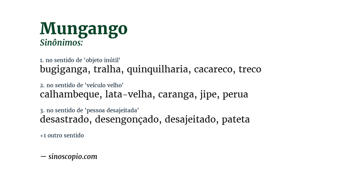 Sinônimo de mungango