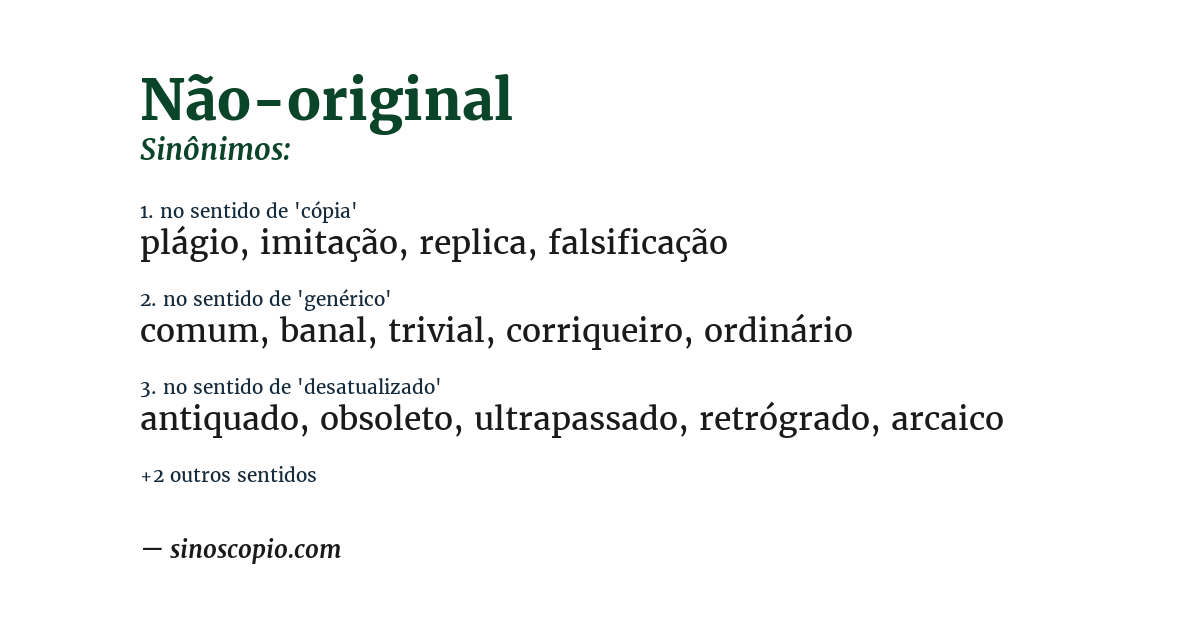 Sinônimo de não-original