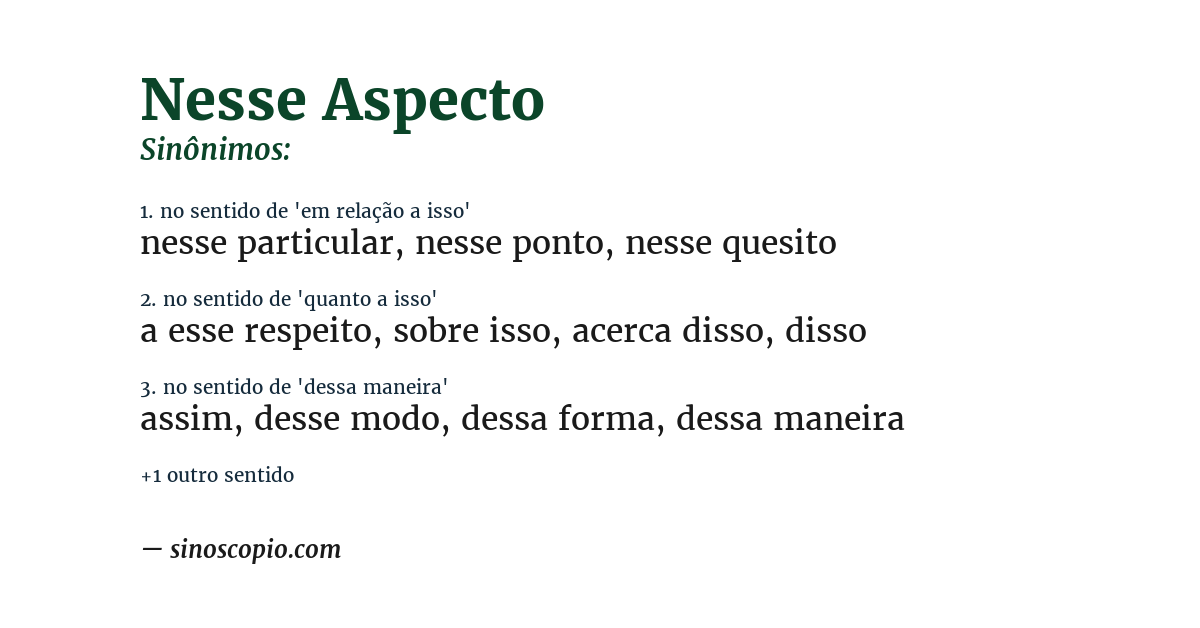 Sinônimo de nesse aspecto