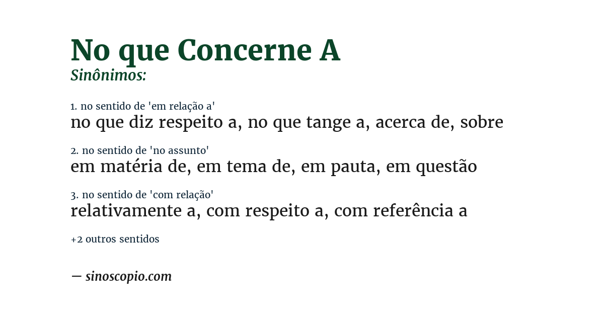 Sinônimo de no que concerne a