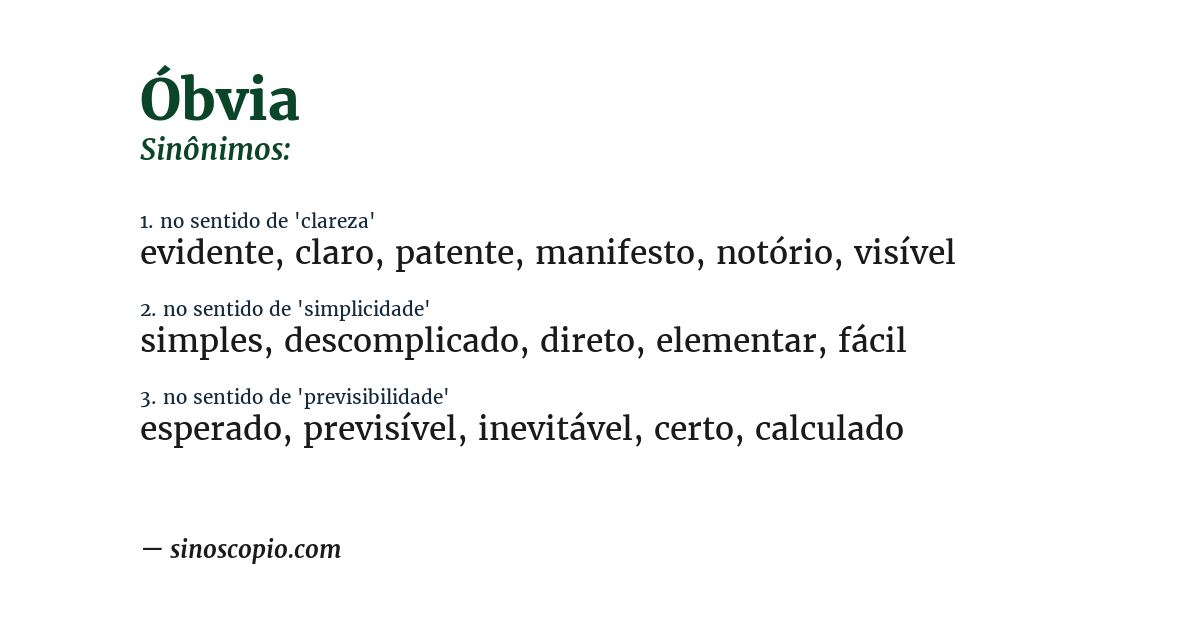 Sinônimo de óbvia