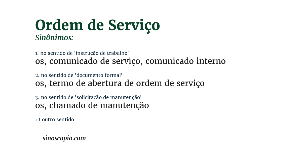 Sinônimo de ordem de serviço